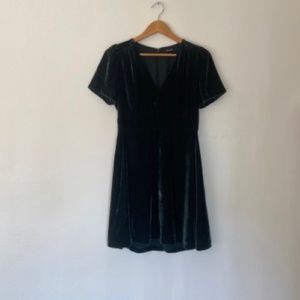 Madewell Velvet Mini Dress in Dark Hunter Green